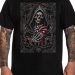 мъжка тениска Creek Skull, тениска с череп, тениска с DTF печат, рок стил тениска, мъжка тениска с череп, памучна мъжка тениска