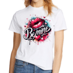 дамска тениска Be Mine, тениска с романтичен надпис, тениска с послание, тениска с DTF печат, памучна дамска тениска