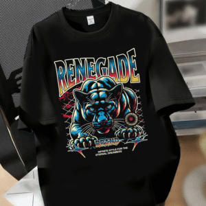 мъжка тениска Renegade, тениска с бунтарски стил, тениска с DTF печат, мъжка тениска с надпис, памучна мъжка тениска