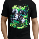 мъжка тениска Ghost of Medieval, готическа тениска, тениска с мистичен принт, памучна тениска с DTF печат, историческа тениска