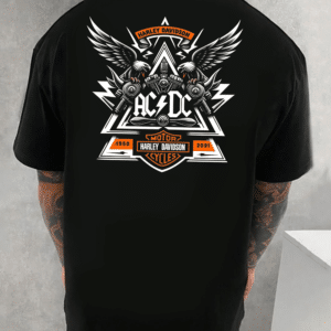 мъжка тениска Harley Davidson, тениска с логото на Harley Davidson, тениска за мотори, памучна тениска с DTF печат, тениска с мотоциклетен принт