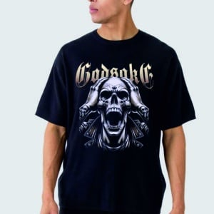 мъжка тениска Godsaker 2, тениска с божествен принт, мистична тениска, тениска с митологичен дизайн, памучна тениска с DTF печат