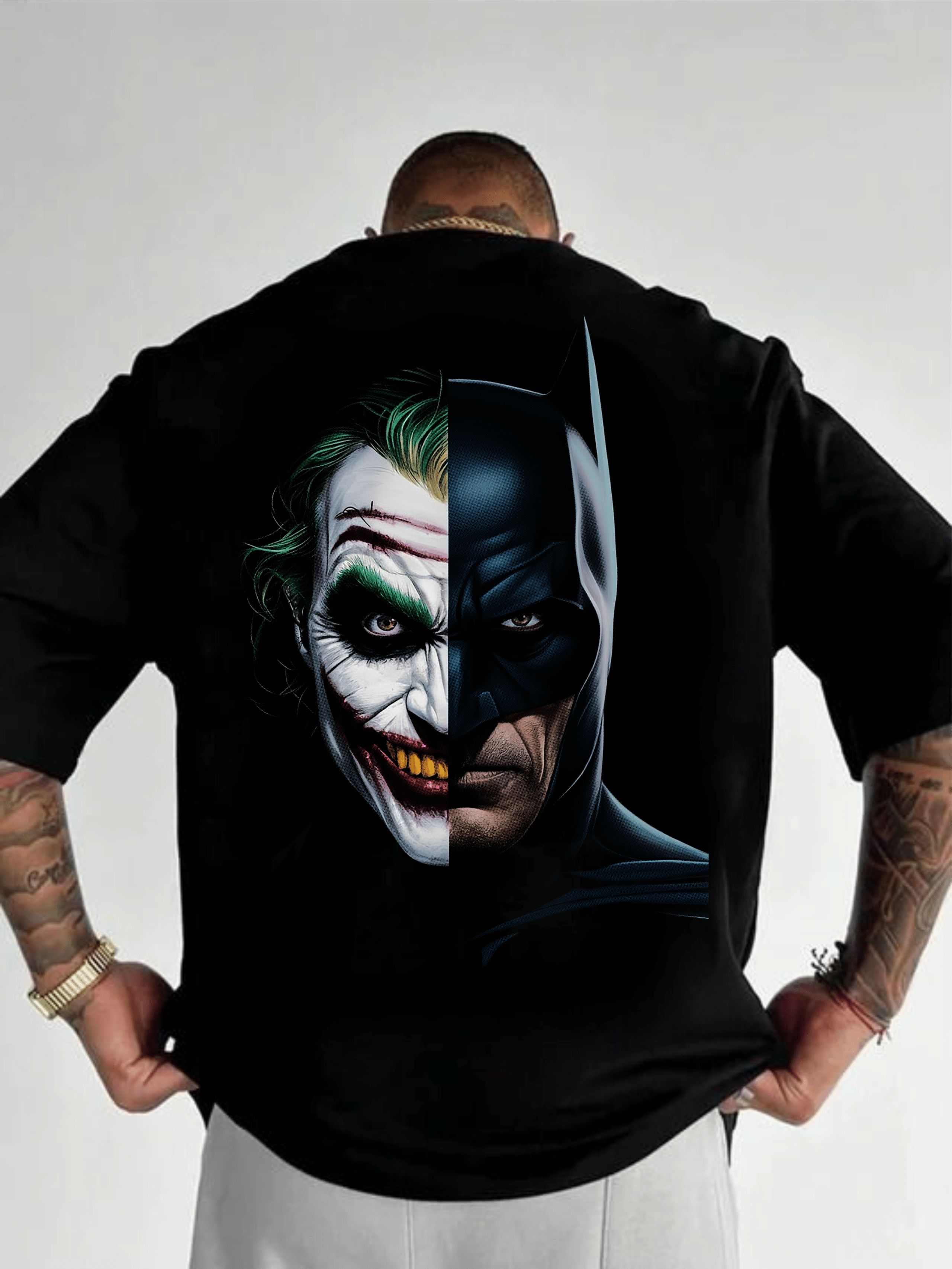 мъжка тениска Joker Batman, тениска с принт Joker и Batman, комикс тениска, тениска за фенове на Batman, памучна тениска с DTF печат