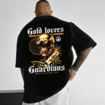 мъжка тениска Gold Lovers Guardians, тениска с златни акценти, тениска с DTF печат, модерна мъжка тениска, тениска със символика