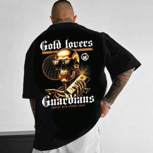 мъжка тениска Gold Lovers Guardians, тениска с златни акценти, тениска с DTF печат, модерна мъжка тениска, тениска със символика