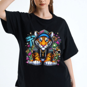 дамска тениска Fashion Tiger, тениска с тигър, тигър тениска, тениска с DTF печат, памучна дамска тениска