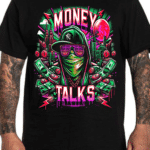 мъжка тениска Money Talks, тениска с щампа, DTF печат, тениска с надпис, стилна мъжка тениска, амбициозна тениска