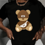 дамска тениска The Best Bear, тениска с принт на мечок, симпатична тениска, дамска тениска с принт на най-добрия мечок, памучна тениска с DTF печат