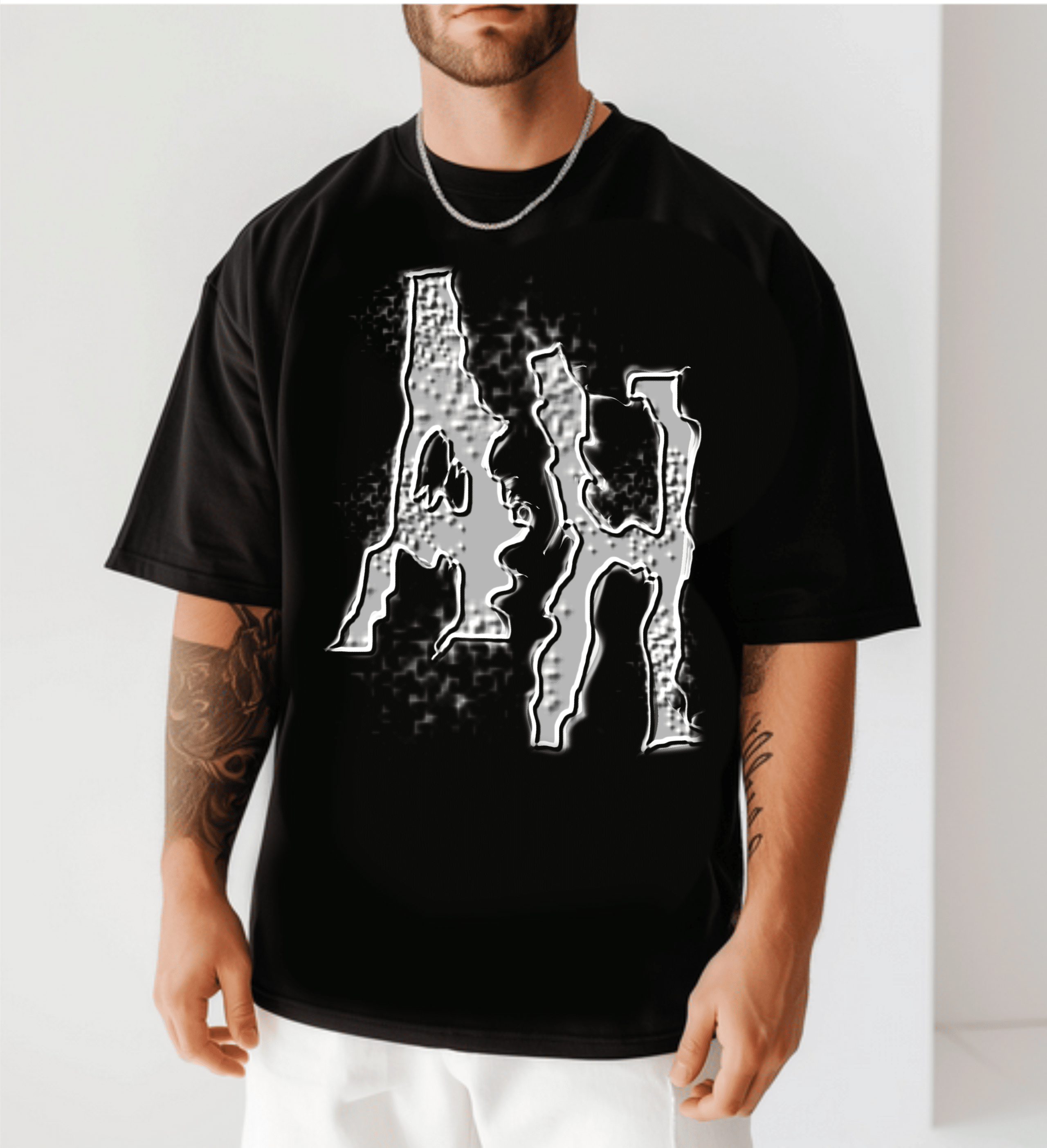 мъжка тениска AH, тениска с минималистичен печат, стилна тениска, DTF печат, мъжка тениска с надпис