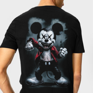 мъжка тениска Evil Mickey, тениска с Evil Mickey дизайн, тениска с Мики Маус, стилна мъжка тениска, тениска с DTF печат, оригинален дизайн тениска