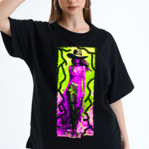 дамска тениска Fire Women 2, тениска с огнена жена, тениска с DTF печат, мощна дамска тениска, памучна дамска тениска