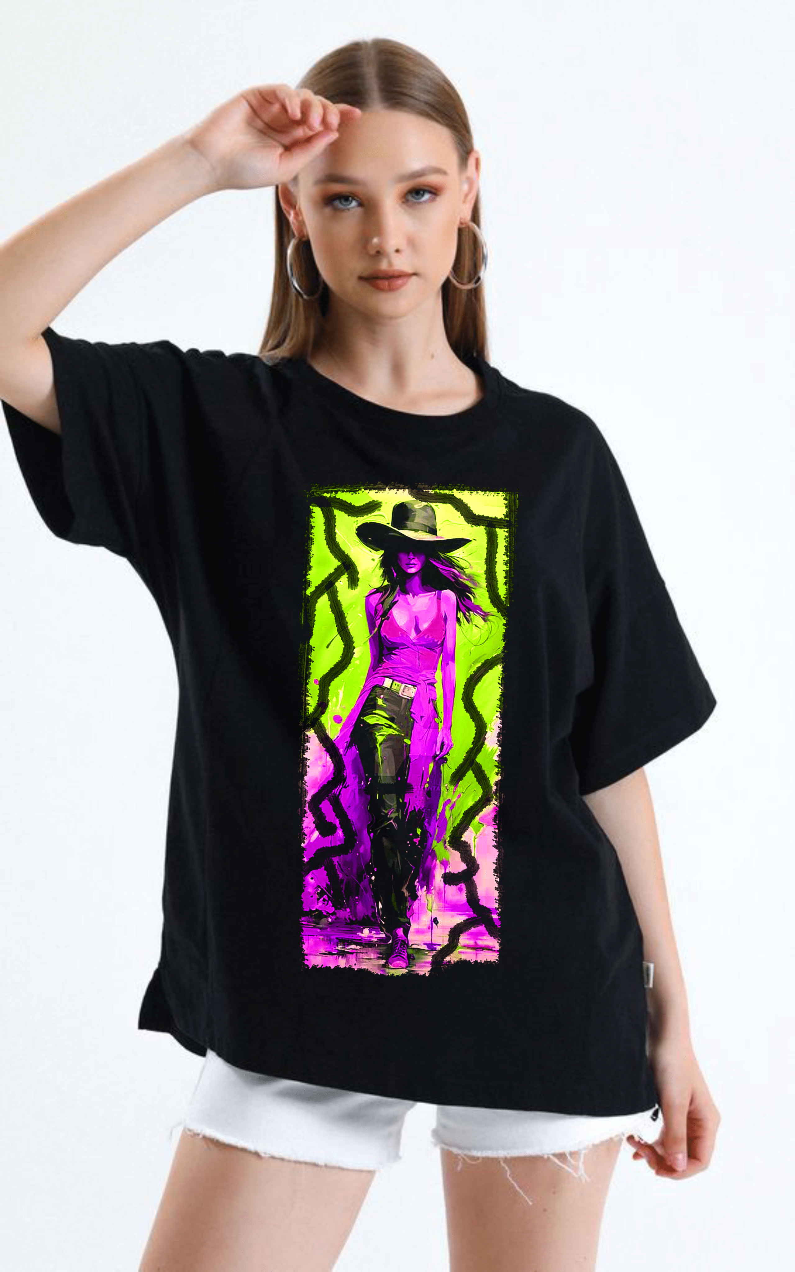 дамска тениска Fire Women 2, тениска с огнена жена, тениска с DTF печат, мощна дамска тениска, памучна дамска тениска