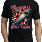 мъжка тениска Tropical Aloha, тениска със сърф дъски, тропическа тениска, тениска с Aloha дизайн, тениска с DTF печат, стилна мъжка тениска