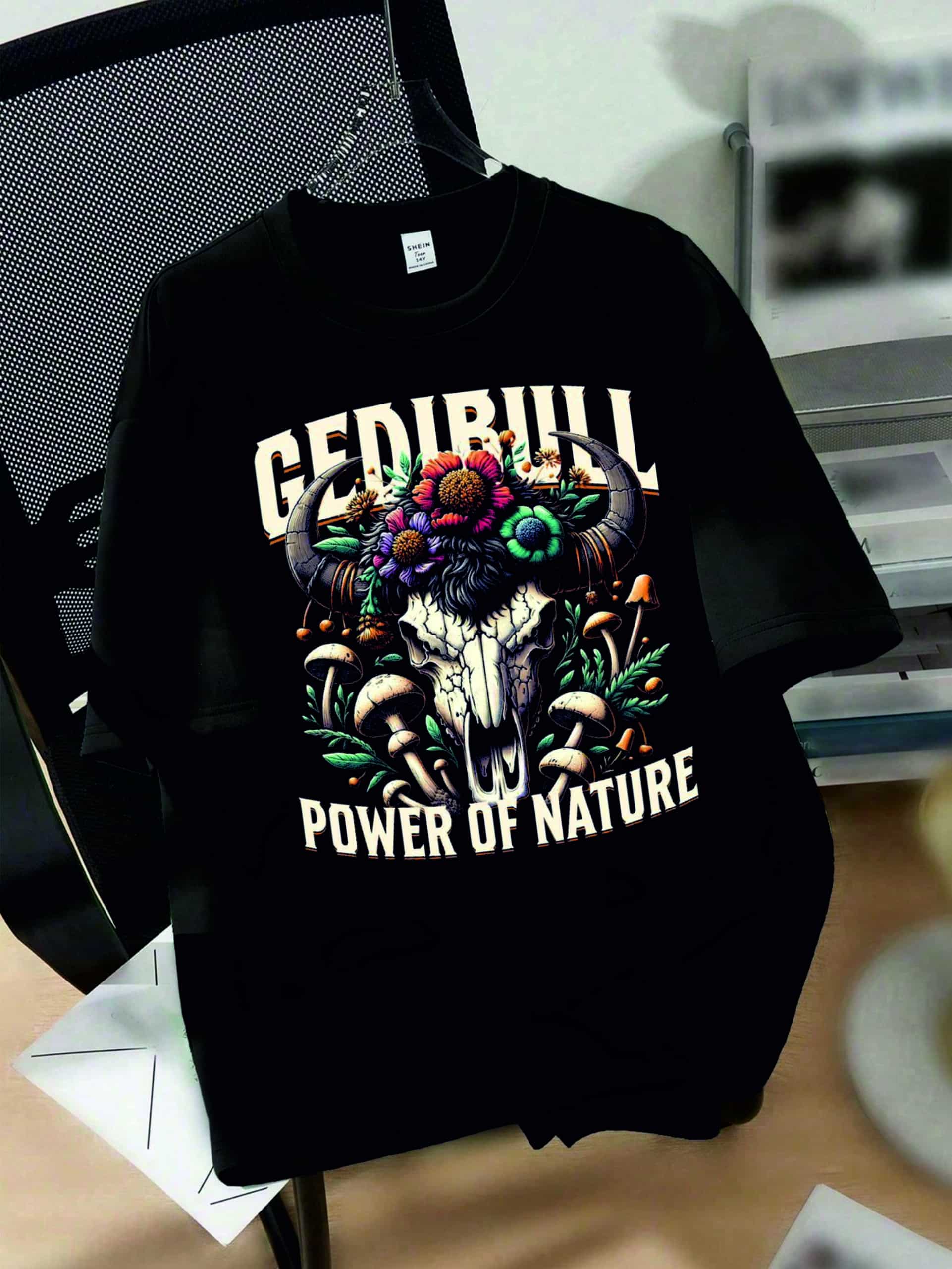 мъжка тениска Gedibull, тениска Power of Nature, тениска с природен дизайн, стилна тениска, тениска с DTF печат, оригинална мъжка тениска