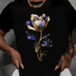 дамска тениска Duo Color Flower, двуцветен принт, цветен дизайн, дамска тениска с цветя, памучна тениска с DTF печат