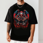 мъжка тениска Devil with Wings, тениска с дявол с крила, тениска с мистичен дизайн, стилна мъжка тениска, тениска с DTF печат, уникален дизайн тениска