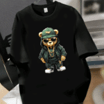 мъжка тениска Gangsta Teddy Bear, тениска с уличен дизайн, тениска с щампа, мъжка тениска с мечка, креативен дизайн, забавен стил