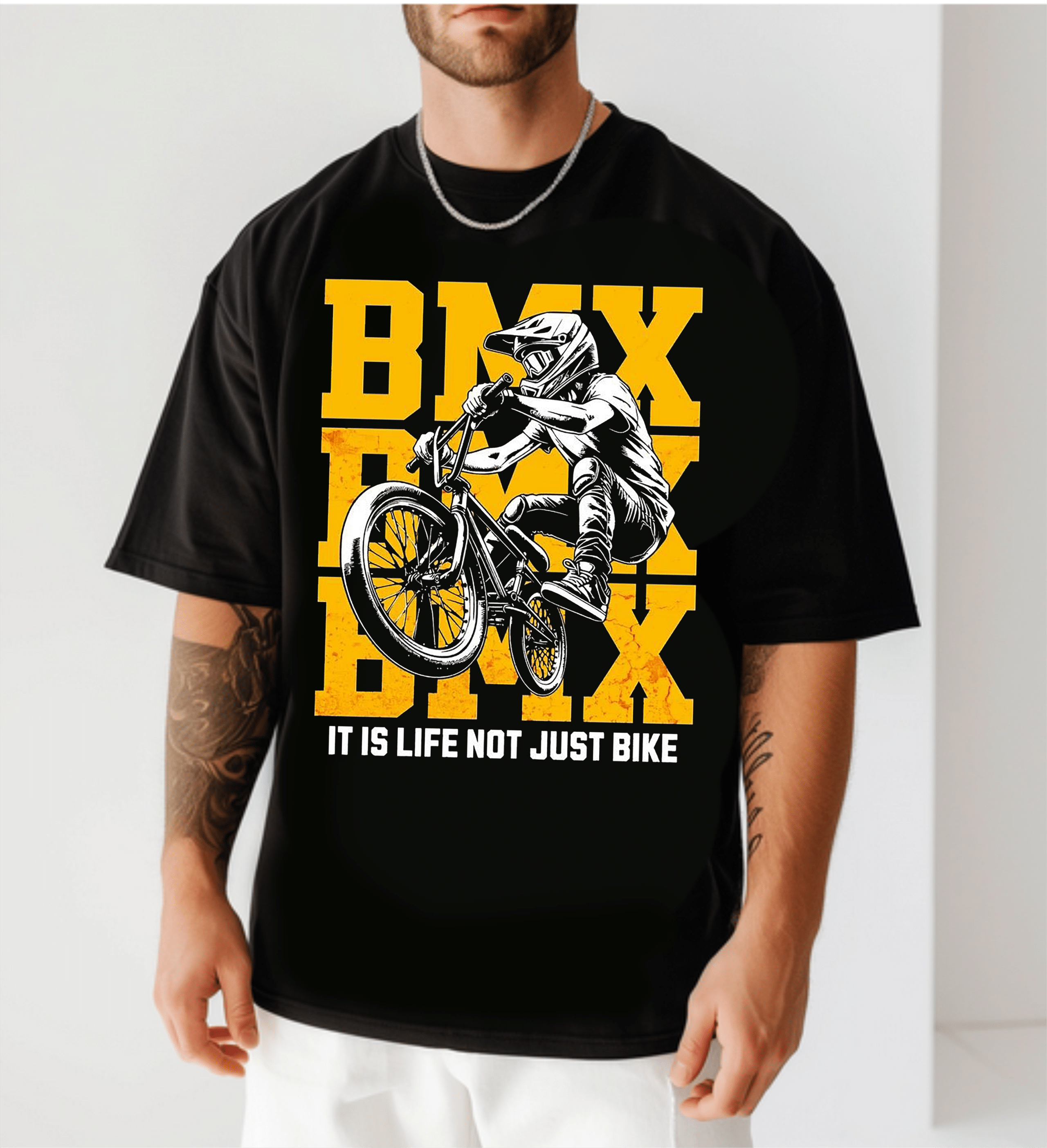 мъжка тениска BMX, тениска с BMX дизайн, тениска с екстремен спорт, стилна мъжка тениска, тениска с DTF печат, BMX тениска